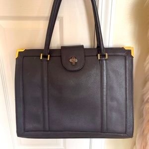 Brooks Brothers Dark Brown Tote with Gold Detail